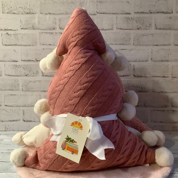 C & C California Set of 3 Christmas Tree Pillows With Pom Poms - Picture 2 of 4